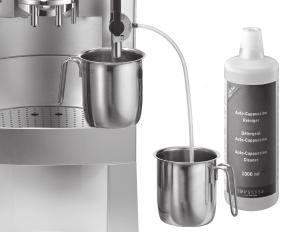 5 litre) under the Professional Cappuccino Frother Press the steam key As soon as the container is empty: Fill a container with fresh tap water Dip milk suction tube into the
