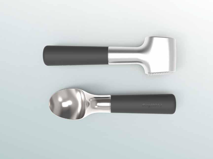 Love me sweet. Love me tender. The Leo ice cream scoop and meat hammer will be loved immediately. Both stylish and practical.