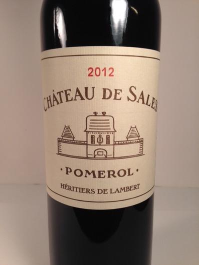 CHATEAU DE SALES 2012 POMEROL 70% Merlot 15% Cabernet Sauvignon 15% Cabernet Franc 14.5% ABV Chateau de Sales is both the largest and oldest estate in the Bordeaux appellation of Pomerol.