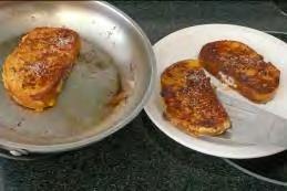 . Turn the browned bread using