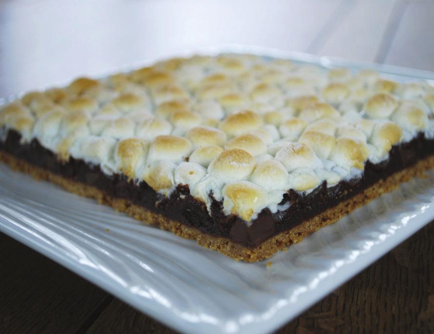 S mores Brownie Bars 1. Preheat oven to 350 F with rack in the center. 2. Line a 9 x13 metal baking pan or quarter sheet pan with parchment paper and spray well. Crust: 1.
