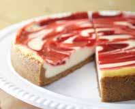 Our rich & creamy cheesecake is swirled with fresh, sweet strawberries to create