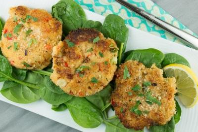 Shrimp Cakes Total Time: 20 minutes Cook Time: 20 minutes Calories 335 Carbohydrate 10g Protein 28g Fat 21g 1 pound(s) shrimp peeled and de-veined 1 medium bell pepper(s), red finely chopped 1 medium