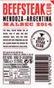 screen mesh on an uncoated stock. Collotype Labels - Daventry Beefsteak Club, 2014 Malbec To produce a paper booklet label with a detachable token.