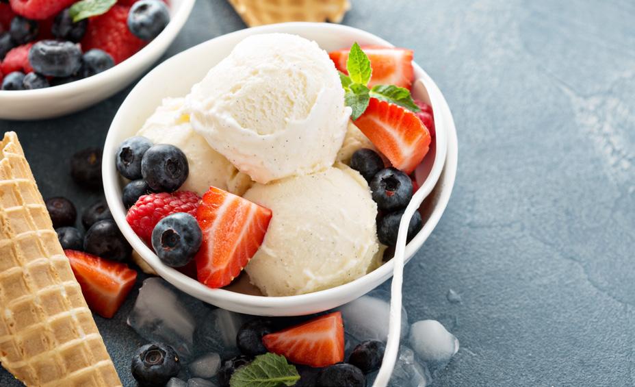 a classic vanilla ice cream with a flavoured topping of their choosing.