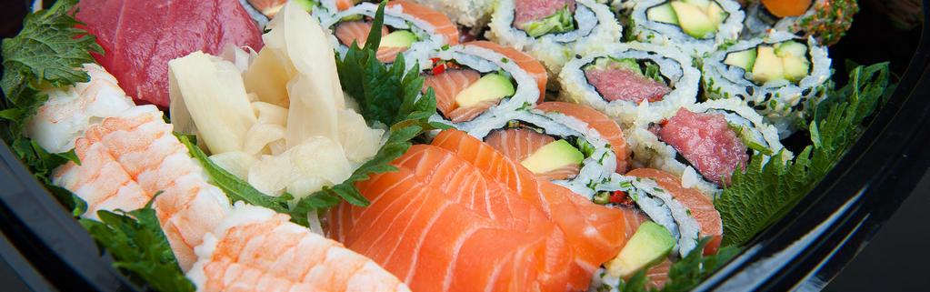 Choose from: 35 Sushi & Sashimi Platter for 3 people, 27 pieces of sushi, 6 pieces of sashimi 55 Sushi &