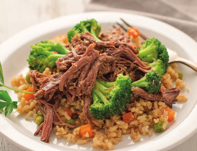 Slow Cooker Teriyaki Beef & Broccoli 1½ pounds boneless beef chuck roast, seasoned with salt and pepper 2 cups reduced sodium beef broth 3 tablespoons Garlic Garlic Seasoning 2 tablespoons cornstarch