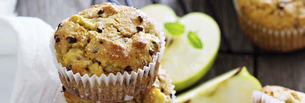 Apple Muffins 15 60 190 2 eggs, lightly beaten ½ cup whole grain self-rising flour ½ cup white self-rising flour 1 pinch ground nutmeg 2 oz unsalted butter ⅓ cup raw sugar 1 cup old fashioned oats 1