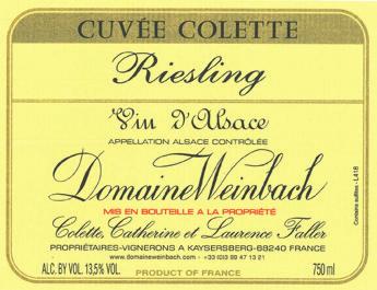 Riesling Cuvée Colette 2015 (cask sample) WEINBACH According to the vintage of this cuvée, from plants that dwell at the more sandy parts of Schlossberg.