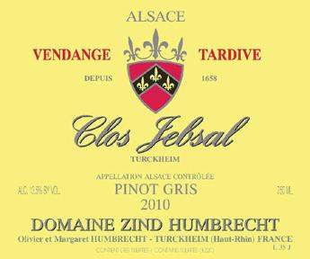 Pinot Gris Clos Jebsal Vendanges Tardives 2010 ZIND HUMBRECHT A Monopole from Domaine.