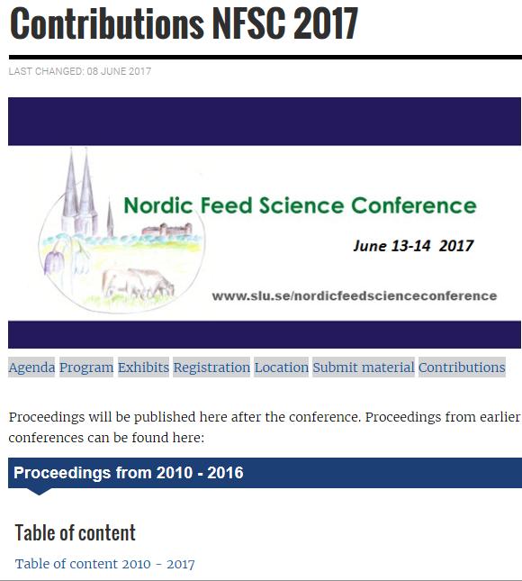 Full text article of this presentation as well as all contributions to the Nordic Feed Science Conferences since 2010