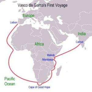 Vasco da Gama left on his first voyage from Lisbon, Portugal on July 8, 1497. He had 170 men and 4 ships: the Sao Gabriel, Sao Rafael, the Berrio, and a fourth ship unnamed and used for storage.