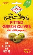 Pitted Green Olives Re-sealable 6 x 70g ODM with Herbs & Garlic pouch 0.