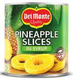 79 0024000003649 00024000038832 DM113 Del Monte Pineapple Slices in Syrup 6 x 836g Tin 1.99 0024000012306 00024000058915 DM120 Del Monte Pineapple Chunks in Juice 12 x 230g Tin 0.