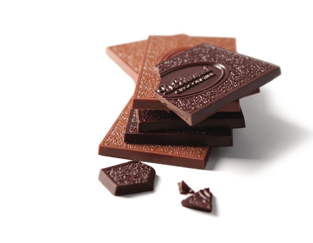 Solid milk or dark DeBrand chocolate bars are enclosed in a beautiful