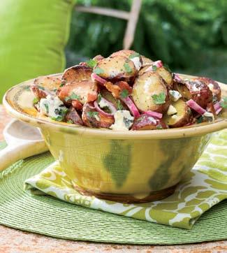 Recipe 4 Carolina Blue Potato Salad Big Daddy s Grilled Blue Cheese-and-Bacon Potato Salad Yield: 6 servings 3 pounds baby red potatoes, cut in half 2 tablespoons olive oil 1 teaspoon salt 1 teaspoon