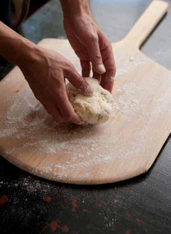 Dust your hands and the dough with rice flour and shape into a ball.