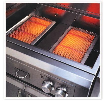 OUTDOOR COOKING PRODUCTS <INFRARED BURNER LUXOR grills are equipped with ceramic infrared burners which allow for higher heat output and professional cooking results.