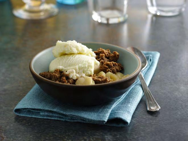 Apple Crisp 4 medium tart cooking apples, sliced (4 cups) ¾ cup packed brown sugar ½ cup Gold Medal allpurpose flour ½ cup quick-cooking or old-fashioned oats / cup butter or margarine, softened ¾