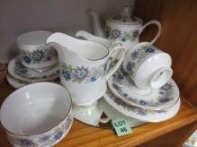 sugar bowl, 7 cups and 6 saucers. heck condition for age related crazing and wear.