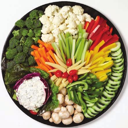 crudite & spinach dip A colorful collection of cool, crisp snack sized vegetables including cauliflower, sweet carrots, celery, green onions, button mushrooms, red & yellow bell
