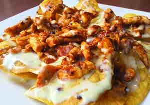 95 BBQ CHICKEN NACHOS Tortilla chips piled with grilled chicken, B.B.Q sauce topped with melted cheddar cheese 7.