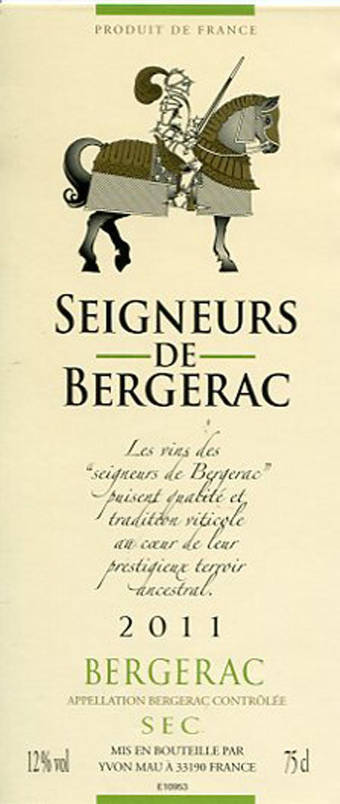 Seigneurs De Bergerac A.O.C. Bergerac Seigneurs de Bergerac wines flourish on the sunny slopes of the Dordogne Valley.