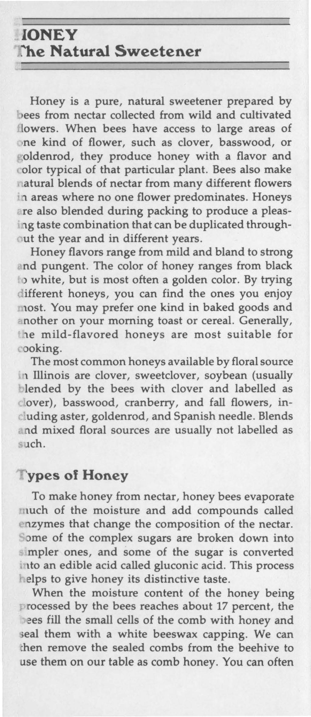 loney e Natural Sweetener Honey is a pure, natural sweetener prepared by ees from nectar collected from wild and cultivated.lowers.