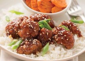 Sesame Chicken over Rice 1 (25.5 ounce) package frozen all-white meat popcorn chicken ½-¾ cup Hey Garlic!