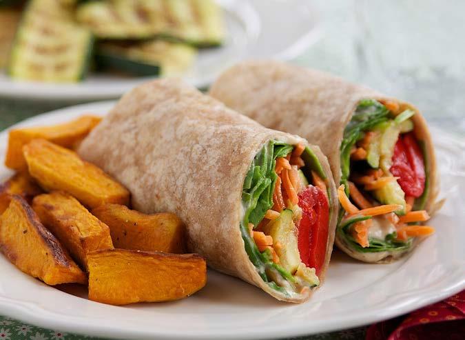 Mediterranean Veggie Wrap Our wrap is easy to make, refreshing and healthy, with both smooth and crunchy textures. Works great as a weekday lunch or simple weeknight meal.