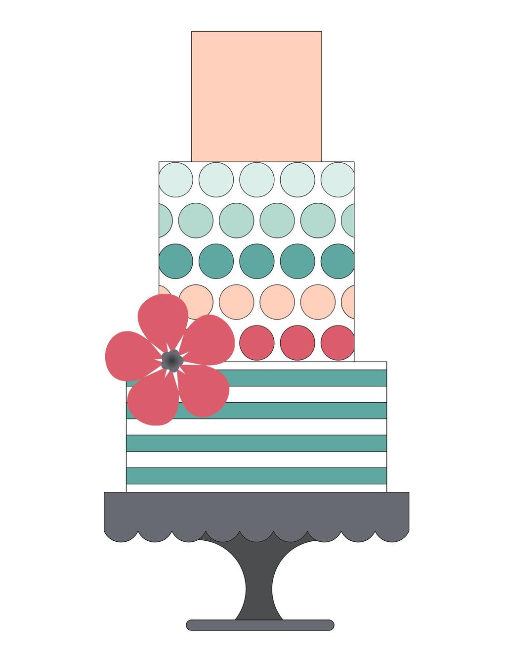 Extra Large Polka Dots Note: Illustration above shows a 8 x4 cake, a 6 x6 cake and a 4 x4 cake.