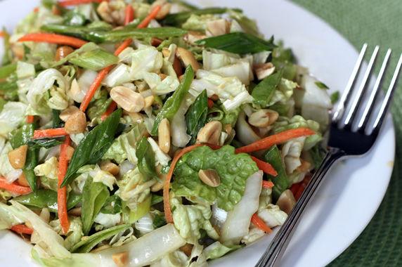8 Crunchy Peanut Asian Slaw TheYummyLife.com This easy salad has great texture and flavor. Add some chopped chicken or shrimp and make it a meal.