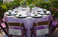 Reception Table Décor: 5 foot round table that seats 8 people White table cloth with smoky lavender overlay 8 dark