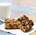 Sweet & Salty Chewy Pecan Bars Preparation Time: 10 minutes Baking Time: 32 minutes Cooling Time: 30 minutes Level: Easy (Makes 16 servings) Last-minute after-school treats are needed?