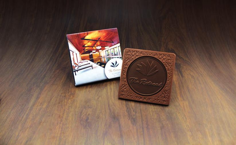 AN Irresistible BUSINESS TOOL Precision-engraved chocolate with thoughtfully designed packaging put your custom piece a step above the rest.