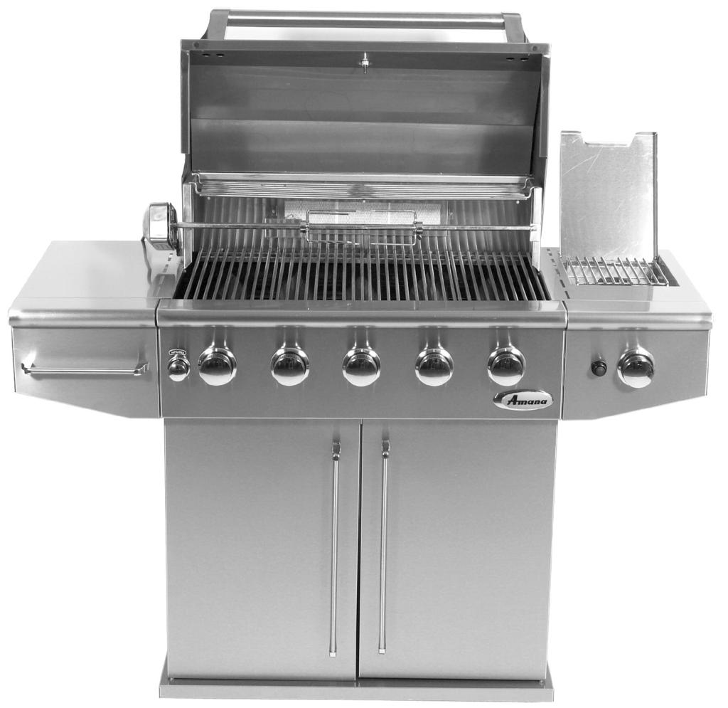 SS 5 Grill Features 1 8 2 9 3 10 4 11 5 12 6 13 7 14 1. Roll top grill hood 2. Rotisserie kit 3. Grilling/cooking surface 4. Side shelf 5. Towel bar/utensil hanger 6.