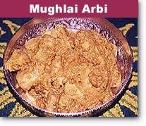 MUGHLAI ARBI Fried arbi in a rich masala preparation Arbi 500 gms. 1. Peel arbi and cut it into 1 inch sized pieces. Deep fry Melon seed paste ½ cup in medium hot oil till golden brown.