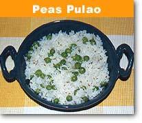Basmati rice 1cup Shelled peas 1 cup Cumin seeds ½ tsp. Onion (medium) 1 no. Oil 3 tbsps. 1. Pick, wash and soak rice for twenty minutes. Drain. Peel and slice the onion. 2.