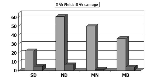 Blackbirds Damage Many Crops Bird Incidence and Severity in Sunflower 2012 Sunflowers Corn Small grains Most crops are targets >$10 to $20 million damage per year to sunflowers Percent Top Weeds