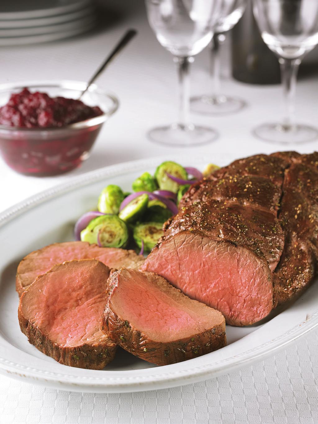 all natural beef Serving Size Servings: Calories: Ribeye Filets Chateaubriand 4 oz. (112g) 28 NY Strip 4 oz. (112g) 26 7g 95mg 9mg Total Carb. Sat. Fat Trans.