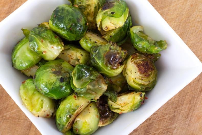 Roasted Brussels Sprouts [Serves 2]** 20 Brussels sprouts halved 2 tbsp. coconut oil, melted SESAME SAUCE 3 tbsp. tahini (sesame butter) 2 tbsp. tamari, gluten-free 1 tbsp. toasted sesame oil 2 tbsp.