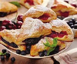 They are filled with either a bright and vibrant cherry or a robust blueberry filling. Net wt. 2 lb 7 oz 12 turnovers. Q-51240W $44.