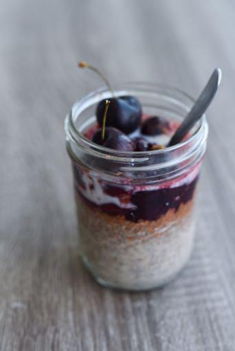 CHERRY CHOCOLATE CHIA PUDDING Note: Prepare this the night before 1/4 cup chia seeds 1 cup cashew milk 2 tbsp cacao powder 2 tsp maple syrup 1/2 tsp ground cinnamon 1/4 tsp vanilla extract 1 pinch of