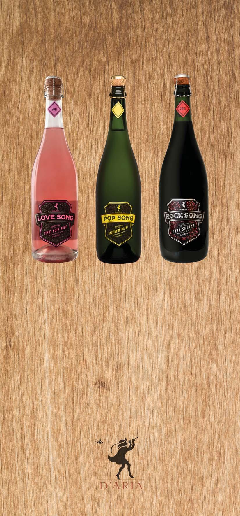 SPARKLING WINES by D ARIA D ARIA LOVE SONG PINOT NOIR SPARKLING 120 A Fresh and fragrant salmon coloured Pinot Noir Sparkling rose wine.