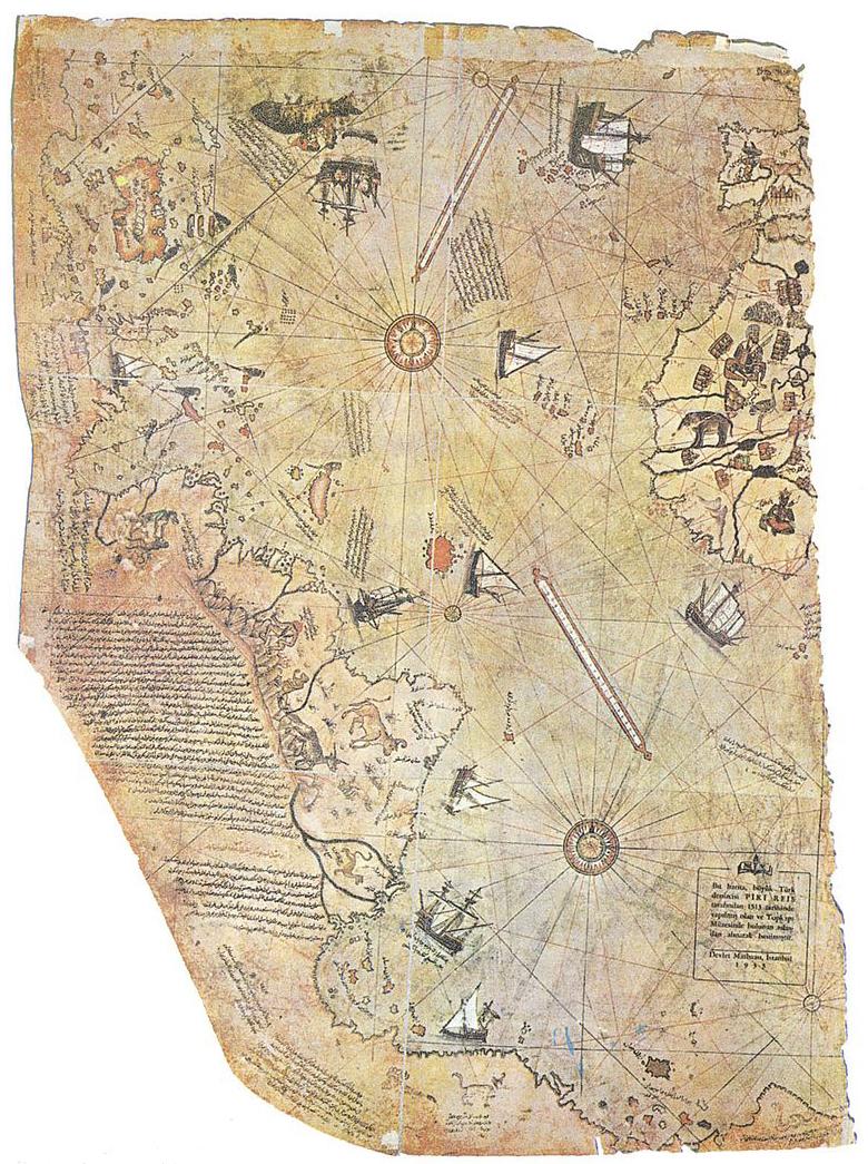 New World Beginnings Basics This is a surviving fragment of the Piri Reis World map showing the central America