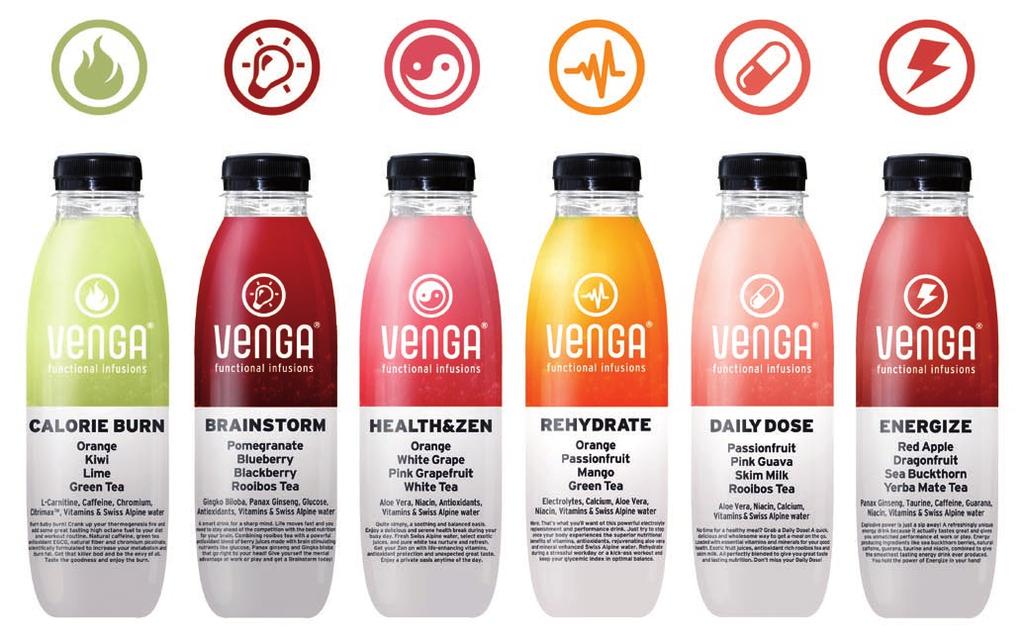 Venga stands alone in the ready to drink, non-carbonated beverage category.
