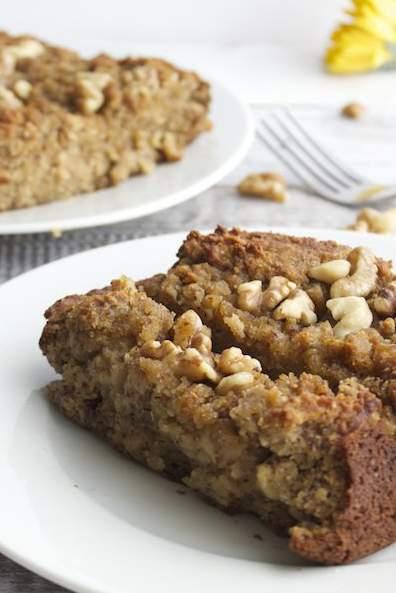 BANANA Walnut Bread Prep Time: 10 minutes Cook Time: 45 minutes Yield: 1 loaf 2 ripe bananas ½ cup coconut flour ½ cup almond meal 1 tsp baking soda 2 eggs 3 tbsp coconut oil 2 tbsp honey ¼ cup