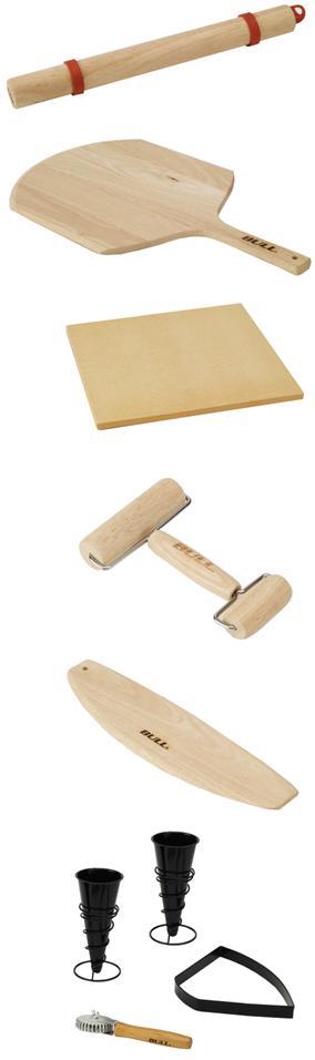 GRILLING ACCESSORIES Bull Hardwood Rolling Pin Item# 24222 Perfect for creating artisanal pizza and pie crusts Rolling with included silicone rings makes ideal 1/8 of an inch crust Bull Wood Pizza