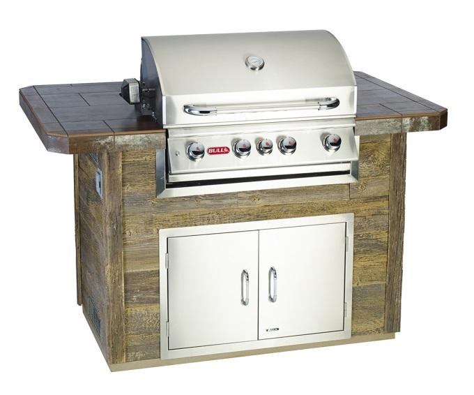 Available in Rock Standard Features Angus 4 Burner Grill Stucco Base Porcelain Tile Counter Stainless Steel