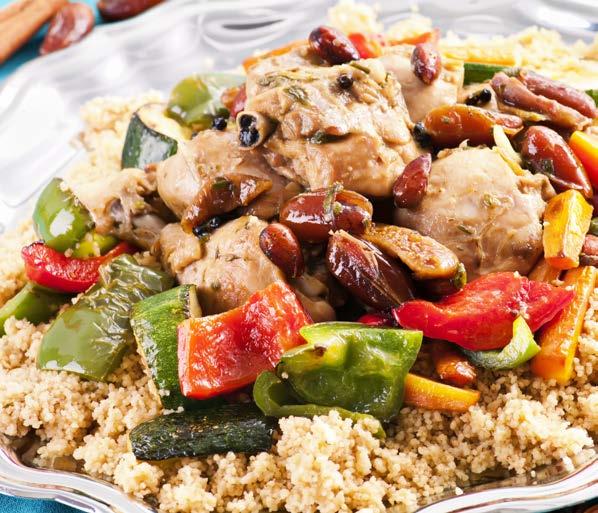Grilled Paprika Chicken with Herbed Couscous Salad 2 garlic cloves, crushed 2 tbsp smoked paprika 2 tbsp olive oil ½ tsp salt 700g chicken lovely legs For the salad 1 onion, diced 1 ½ cups pearl